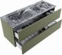 Mondiaz VICA-DLUX 120cm badmeubel onderkast Army 2 lades. Inbouw wastafel CLOUD dubbel 2 kraangaten kleur Lava. - Thumbnail 3