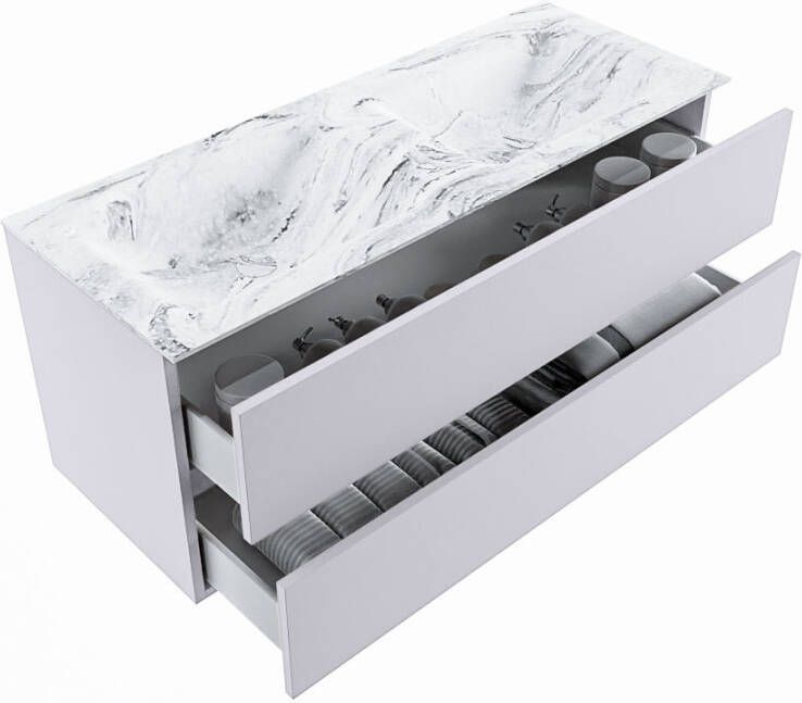Mondiaz Vica Dlux badmeubel 120cm Cale Cloud wastafel Glace dubbel zonder kraangat