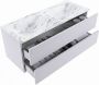 Mondiaz VICA-DLUX 120cm badmeubel onderkast Cale 2 lades. Inbouw wastafel CLOUD dubbel zonder kraangat kleur Glace. - Thumbnail 3