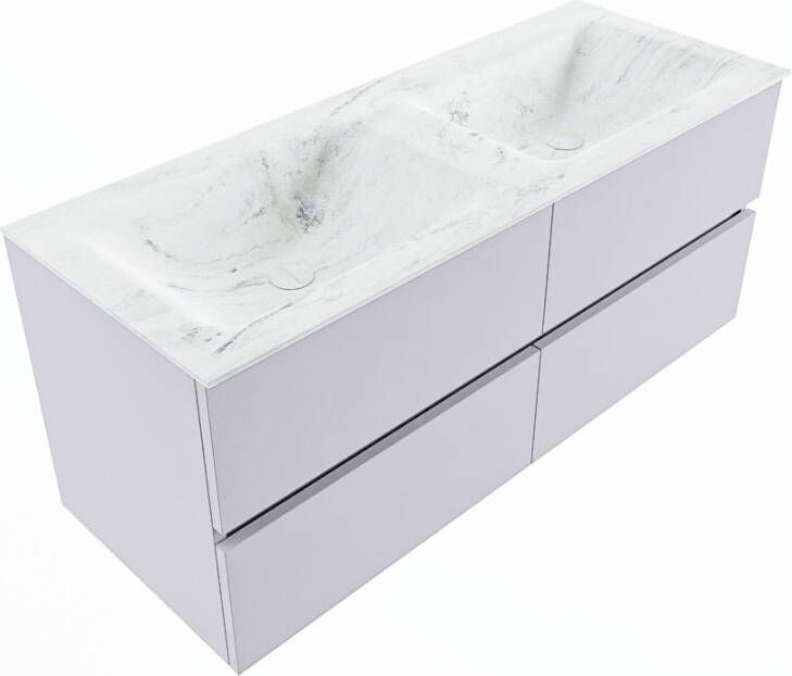 Mondiaz Vica Dlux badmeubel 120cm Cale Cloud wastafel Opalo dubbel met 2 kraangaten