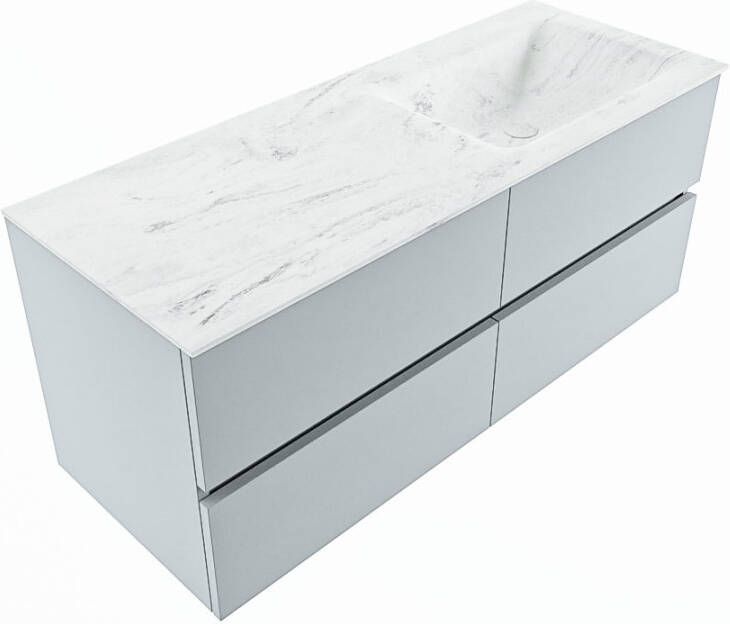 Mondiaz Vica Dlux badmeubel 120cm Clay Cloud wastafel Opalo rechts met 1 kraangat
