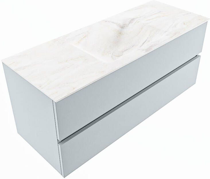 Mondiaz Vica Dlux badmeubel 120cm Clay Cloud wastafel Ostra midden met 1 kraangat