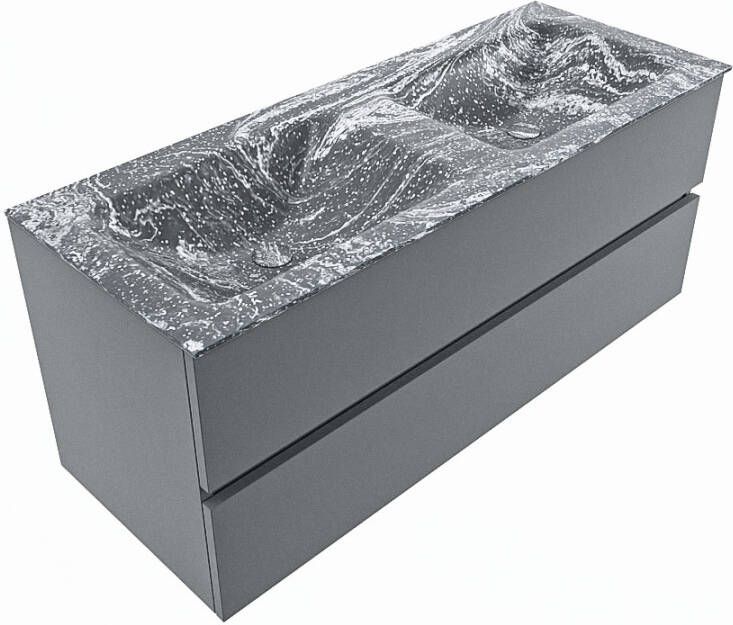 Mondiaz Vica Dlux badmeubel 120cm Plata Cloud wastafel Lava dubbel met 2 kraangaten