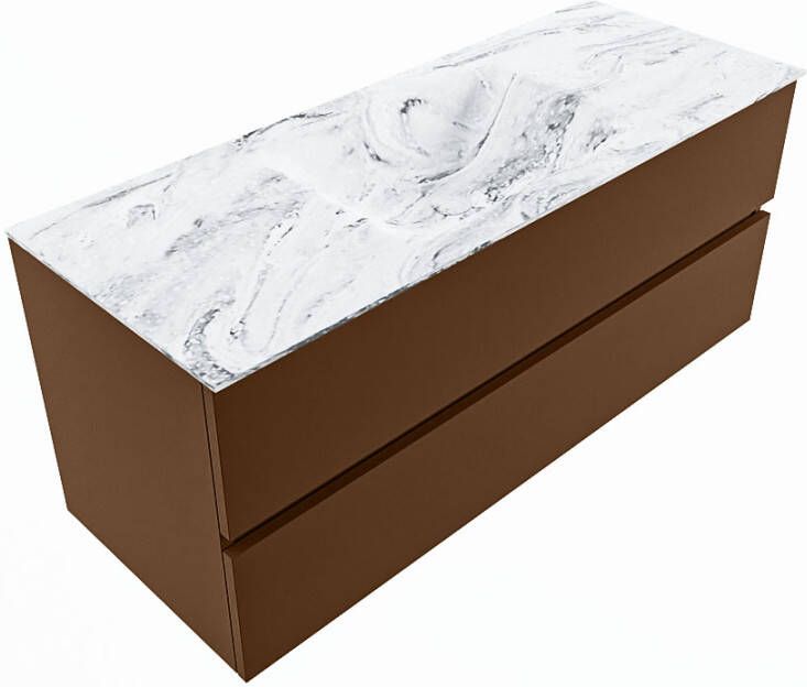 Mondiaz Vica Dlux badmeubel 120cm Rust Cloud wastafel Glace midden zonder kraangat