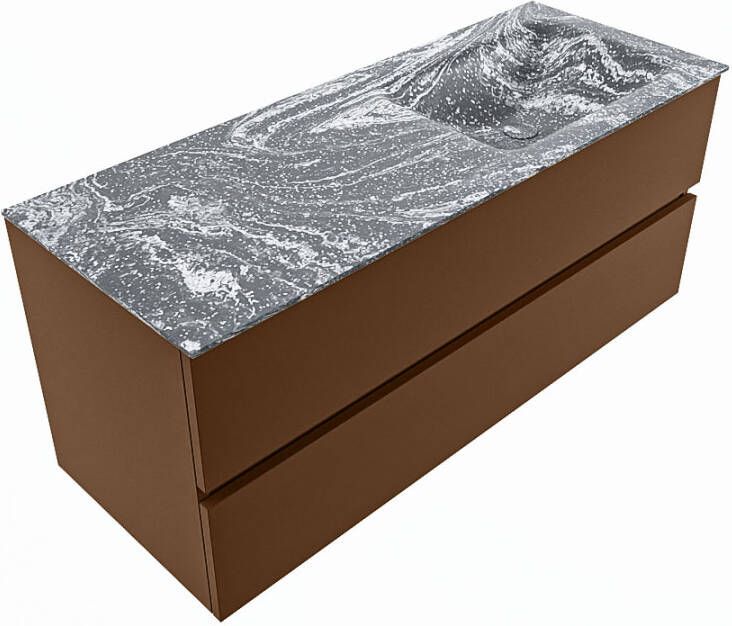 Mondiaz Vica Dlux badmeubel 120cm Rust Cloud wastafel Lava rechts met 1 kraangat
