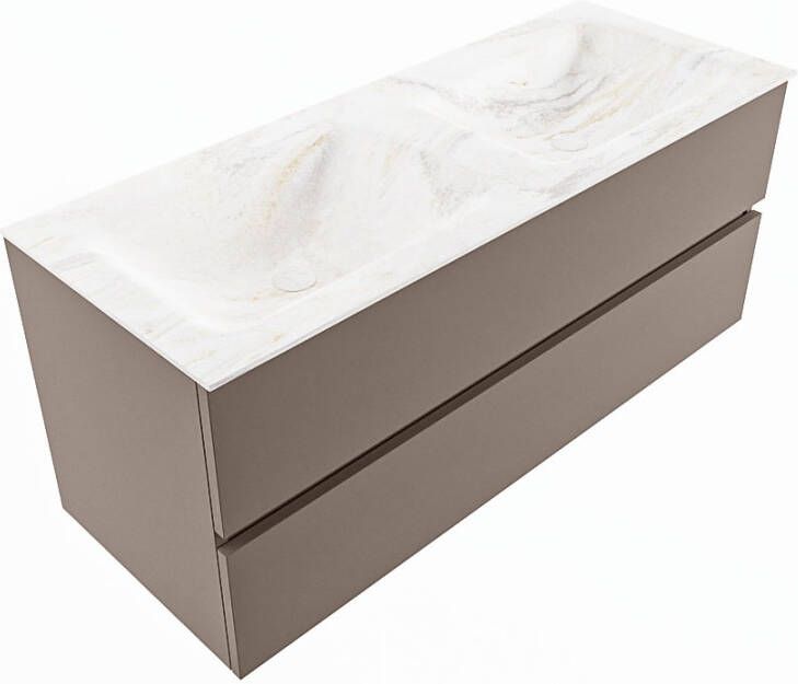 Mondiaz Vica Dlux badmeubel 120cm Smoke Cloud wastafel Ostra dubbel zonder kraangat
