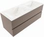 Mondiaz VICA-DLUX 120cm badmeubel onderkast Smoke 2 lades. Inbouw wastafel CLOUD dubbel zonder kraangat kleur Ostra. - Thumbnail 2