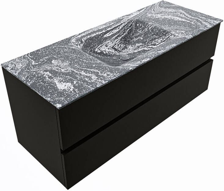 Mondiaz Vica Dlux badmeubel 120cm Urban Cloud wastafel Lava midden met 1 kraangat