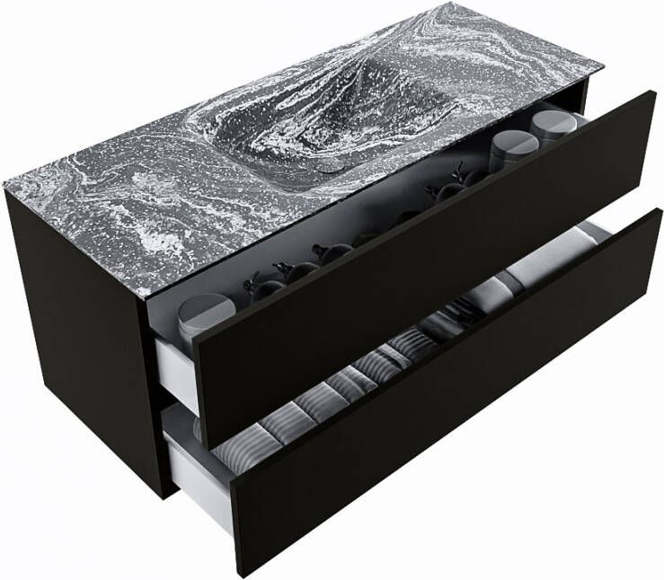 Mondiaz Vica Dlux badmeubel 120cm Urban Cloud wastafel Lava midden met 1 kraangat