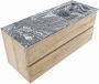 Mondiaz VICA-DLUX 120cm badmeubel onderkast Washed Oak 2 lades. Inbouw wastafel CLOUD rechts 1 kraangat kleur Lava. - Thumbnail 3