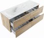 Mondiaz VICA-DLUX 120cm badmeubel onderkast Washed Oak 4 lades. Inbouw wastafel CLOUD links zonder kraangat kleur Opalo. - Thumbnail 3