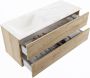 Mondiaz VICA-DLUX 120cm badmeubel onderkast Washed Oak 2 lades. Inbouw wastafel CLOUD links zonder kraangat kleur Ostra. - Thumbnail 3