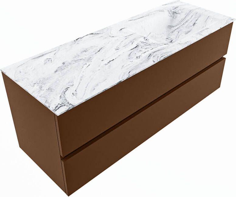 Mondiaz Vica Dlux badmeubel 130cm Rust Cloud wastafel Glace rechts met 1 kraangat