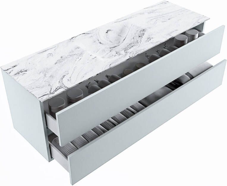 Mondiaz Vica Dlux badmeubel 150cm Clay Cloud wastafel Glace midden met 1 kraangat