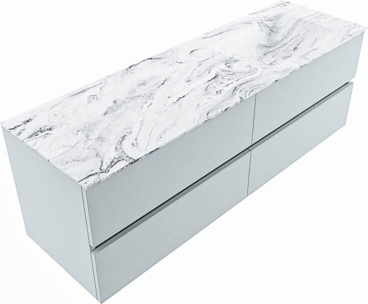 Mondiaz Vica Dlux badmeubel 150cm Clay Cloud wastafel Glace rechts zonder kraangat