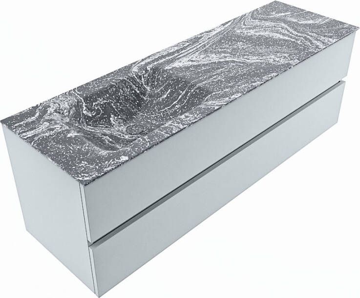 Mondiaz Vica Dlux badmeubel 150cm Clay Cloud wastafel Lava links met 1 kraangat