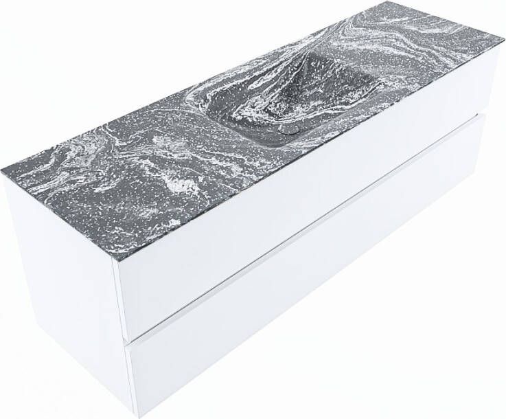 Mondiaz Vica Dlux badmeubel 150cm Talc Cloud wastafel Lava midden zonder kraangat