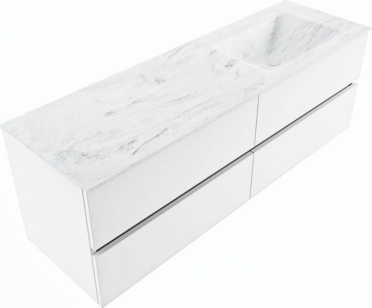 Mondiaz Vica Dlux badmeubel 150cm Talc Cloud wastafel Opalo rechts zonder kraangat