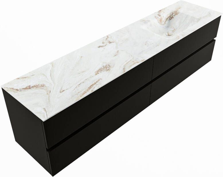 Mondiaz Vica Dlux badmeubel 200cm Urban Cloud wastafel Frappe rechts zonder kraangat
