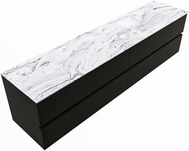 Mondiaz Vica Dlux badmeubel 200cm Urban Cloud wastafel Glace rechts met 1 kraangat
