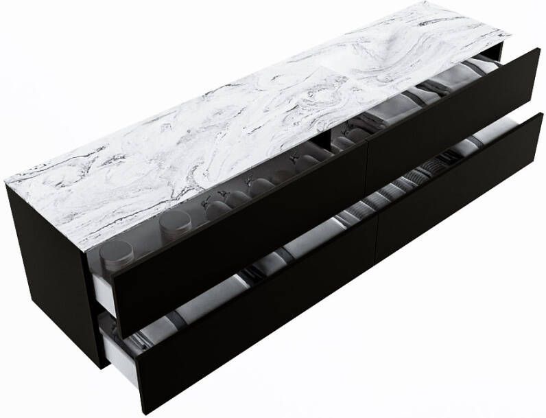 Mondiaz Vica Dlux badmeubel 200cm Urban Cloud wastafel Glace rechts met 1 kraangat