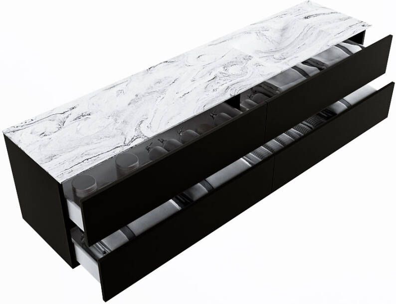 Mondiaz Vica Dlux badmeubel 200cm Urban Cloud wastafel Glace rechts zonder kraangat