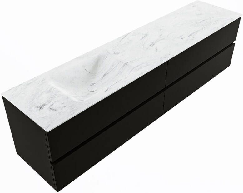 Mondiaz Vica Dlux badmeubel 200cm Urban Cloud wastafel Opalo links zonder kraangat