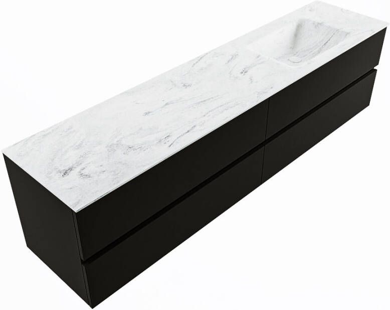 Mondiaz Vica Dlux badmeubel 200cm Urban Cloud wastafel Opalo rechts met 1 kraangat