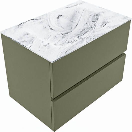 Mondiaz Vica Dlux badmeubel 70cm Army Cloud wastafel Glace midden zonder kraangat