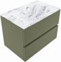 Mondiaz VICA-DLUX 70cm badmeubel onderkast Army 2 lades. Inbouw wastafel CLOUD midden zonder kraangat kleur Glace. - Thumbnail 2