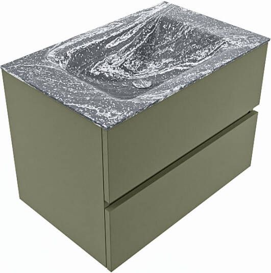 Mondiaz Vica Dlux badmeubel 70cm Army Cloud wastafel Lava midden zonder kraangat