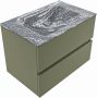 Mondiaz VICA-DLUX 70cm badmeubel onderkast Army 2 lades. Inbouw wastafel CLOUD midden zonder kraangat kleur Lava. - Thumbnail 2