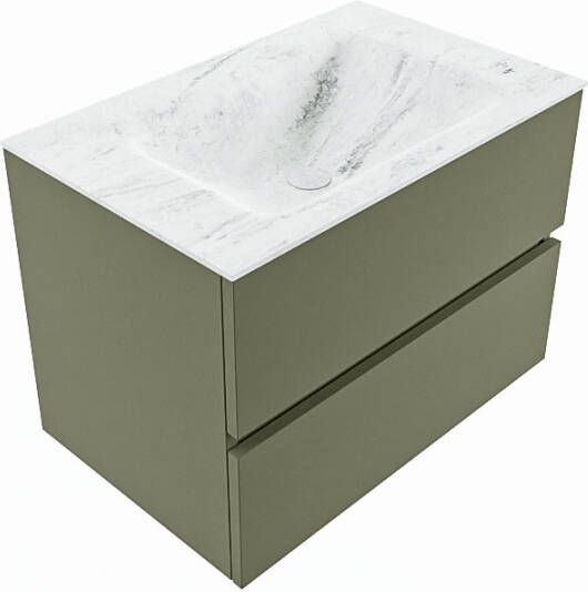 Mondiaz Vica Dlux badmeubel 70cm Army Cloud wastafel Opalo midden met 1 kraangat