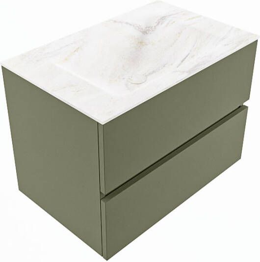 Mondiaz Vica Dlux badmeubel 70cm Army Cloud wastafel Ostra midden met 1 kraangat