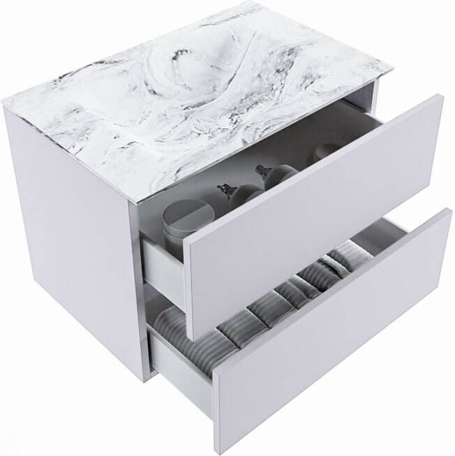 Mondiaz Vica Dlux badmeubel 70cm Cale Cloud wastafel Glace midden zonder kraangat