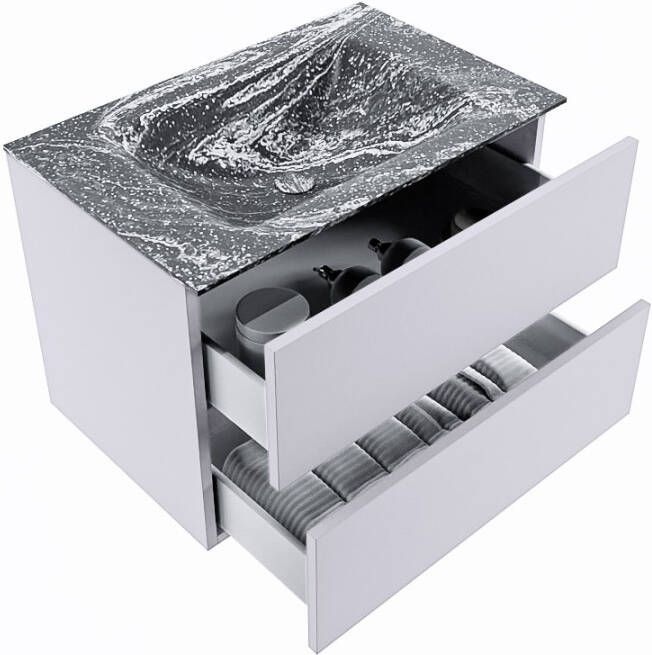 Mondiaz Vica Dlux badmeubel 70cm Cale Cloud wastafel Lava midden met 1 kraangat