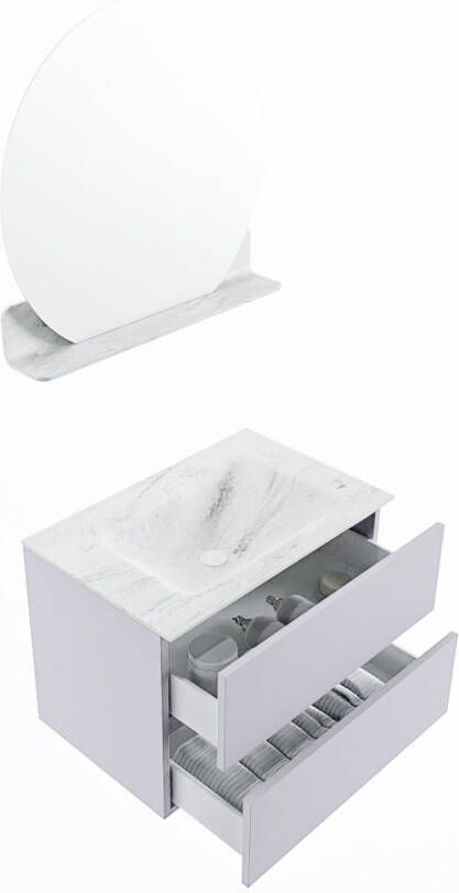 Mondiaz Vica Dlux badmeubel 70cm Cale Cloud wastafel Opalo midden zonder kraangat