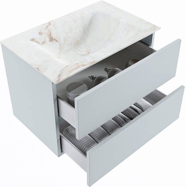 Mondiaz Vica Dlux badmeubel 70cm Clay Cloud wastafel Frappe midden zonder kraangat