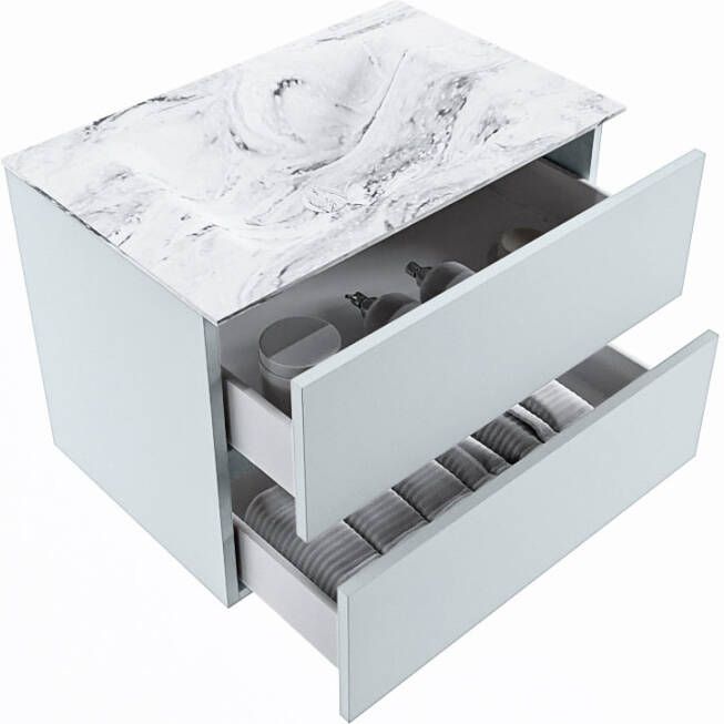 Mondiaz Vica Dlux badmeubel 70cm Clay Cloud wastafel Glace midden met 1 kraangat