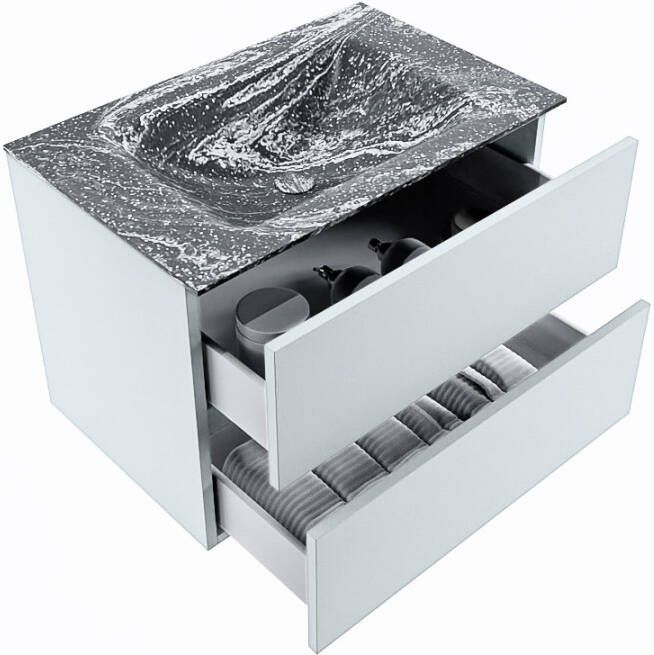 Mondiaz Vica Dlux badmeubel 70cm Clay Cloud wastafel Lava midden met 1 kraangat