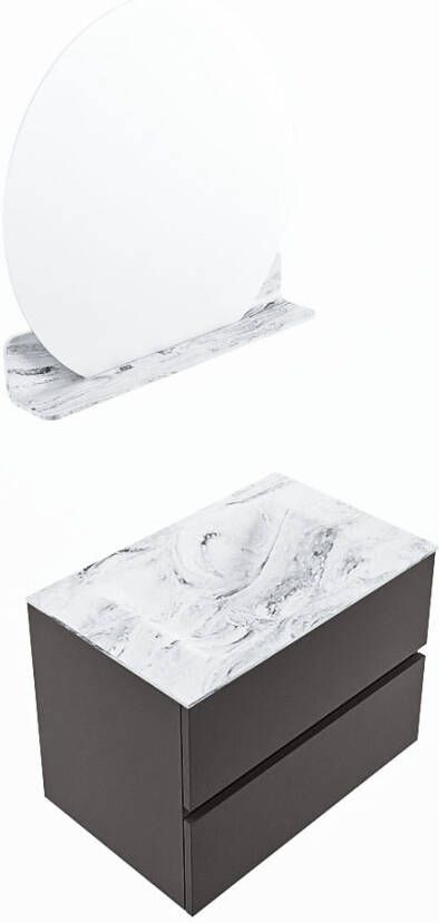 Mondiaz Vica Dlux badmeubel 70cm Dark grey Cloud wastafel Glace midden met 1 kraangat