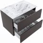 Mondiaz VICA-DLUX 70cm badmeubel onderkast Dark grey 2 lades. Inbouw wastafel CLOUD midden 1 kraangat kleur Glace. - Thumbnail 3