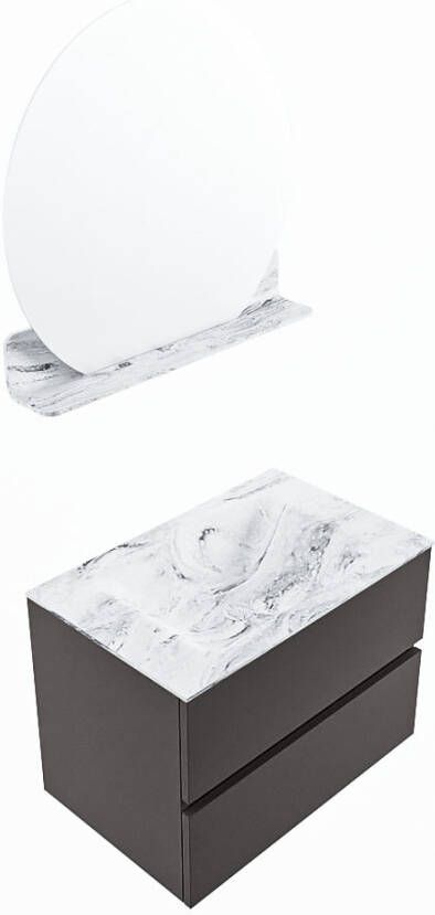 Mondiaz Vica Dlux badmeubel 70cm Dark grey Cloud wastafel Glace midden zonder kraangat