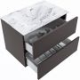 Mondiaz VICA-DLUX 70cm badmeubel onderkast Dark grey 2 lades. Inbouw wastafel CLOUD midden zonder kraangat kleur Glace. - Thumbnail 4
