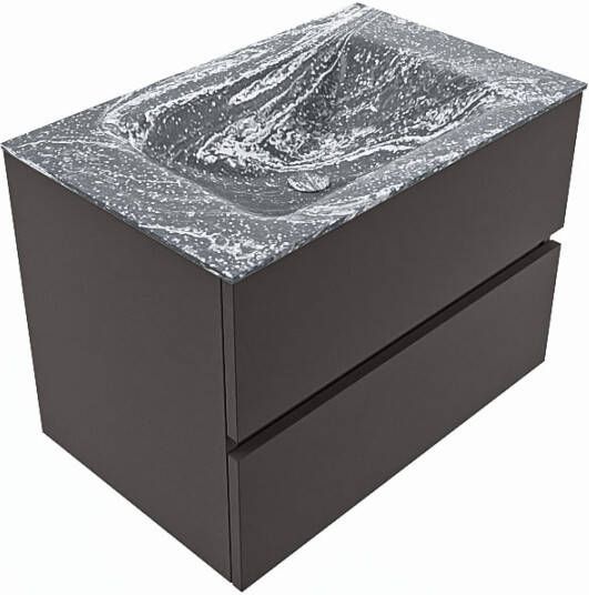 Mondiaz Vica Dlux badmeubel 70cm Dark grey Cloud wastafel Lava midden met 1 kraangat
