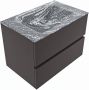 Mondiaz VICA-DLUX 70cm badmeubel onderkast Dark grey 2 lades. Inbouw wastafel CLOUD midden 1 kraangat kleur Lava. - Thumbnail 2