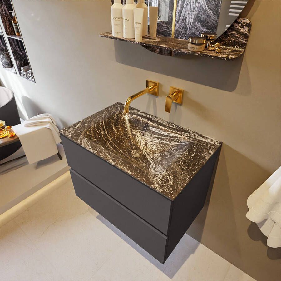 Mondiaz Vica Dlux badmeubel 70cm Dark grey Cloud wastafel Lava midden zonder kraangat