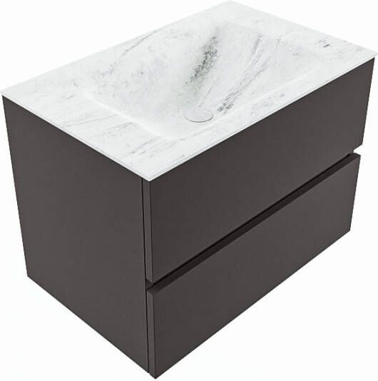 Mondiaz Vica Dlux badmeubel 70cm Dark grey Cloud wastafel Opalo midden met 1 kraangat