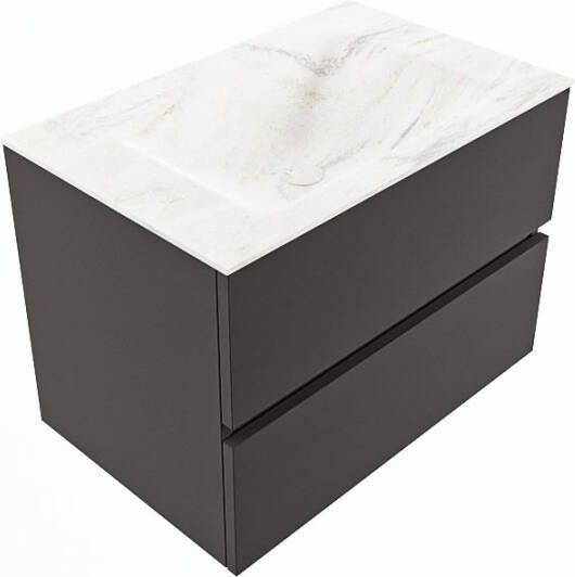Mondiaz Vica Dlux badmeubel 70cm Dark grey Cloud wastafel Ostra midden met 1 kraangat