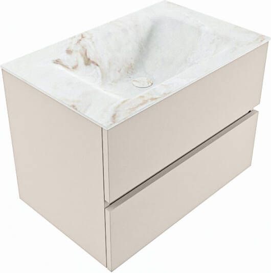 Mondiaz Vica Dlux badmeubel 70cm Linen Cloud wastafel Frappe midden met 1 kraangat